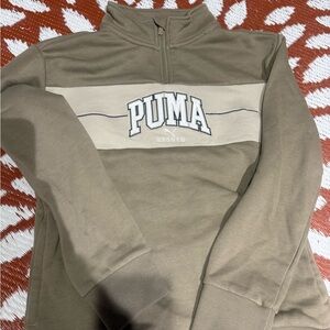Puma Olive and Cream Half-Zip Sweatshirt
